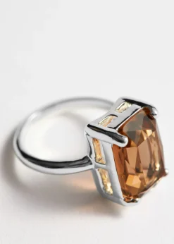 Discount & Other Stories Bague à Cristal Facetté Argenté