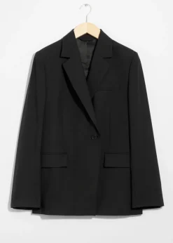 Clearance & Other Stories Blazer à Boutonnage Simple En Laine Noir