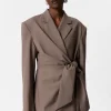 Online & Other Stories Blazer Croisé En Laine Mélangé Taupe