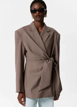 Online & Other Stories Blazer Croisé En Laine Mélangé Taupe