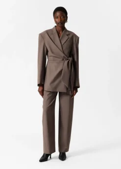 Online & Other Stories Blazer Croisé En Laine Mélangé Taupe