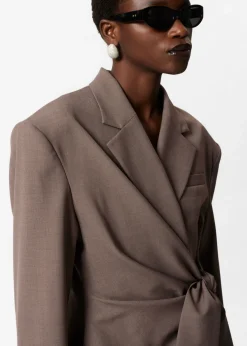 Online & Other Stories Blazer Croisé En Laine Mélangé Taupe