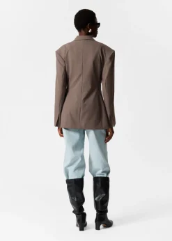 Online & Other Stories Blazer Croisé En Laine Mélangé Taupe