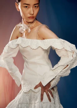 Best Sale & Other Stories Blouse Festonnée à épaules Dénudées White