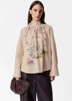 Sale & Other Stories Blouse Imprimée à Nœud Beige