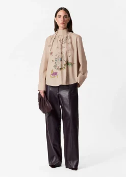 Sale & Other Stories Blouse Imprimée à Nœud Beige