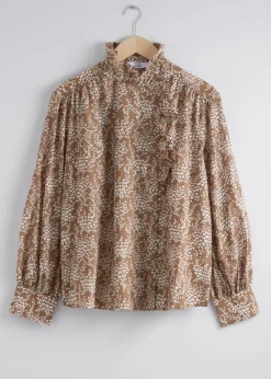 Discount & Other Stories Blouse Oversize à Volants Beige foncé