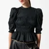 Fashion & Other Stories Blouse Péplum à Manches Volumineuses Noir