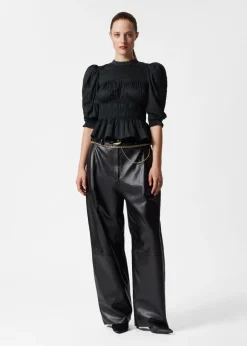 Fashion & Other Stories Blouse Péplum à Manches Volumineuses Noir