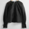 Clearance & Other Stories Blouse Transparente En Soie Et Organza Noir