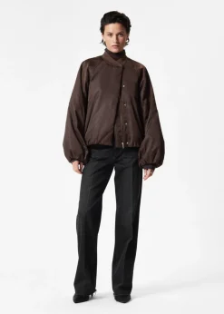 Shop & Other Stories Bomber à Manches Volumineuses Marron foncé