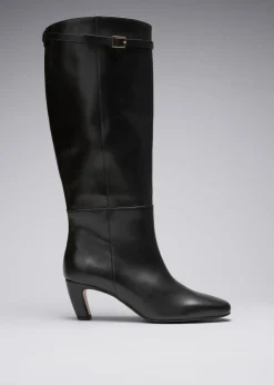 Fashion & Other Stories Bottes Hauteur Genou En Cuir Avec Boucle Noir