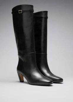 Fashion & Other Stories Bottes Hauteur Genou En Cuir Avec Boucle Noir