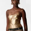 Best & Other Stories Bustier En Cuir Effet Métallisé Doré