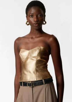 Best & Other Stories Bustier En Cuir Effet Métallisé Doré
