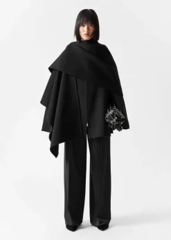 Flash Sale & Other Stories Cape Asymétrique En Laine Mélangée Noir