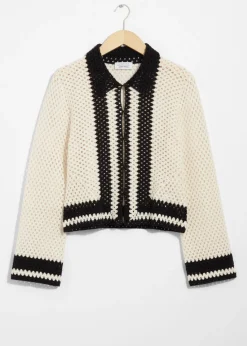 Hot & Other Stories Cardigan Crocheté Crème/Noir