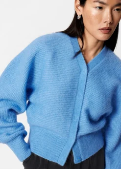 Shop & Other Stories Cardigan Côtelé En Mohair Mélangé Bleu