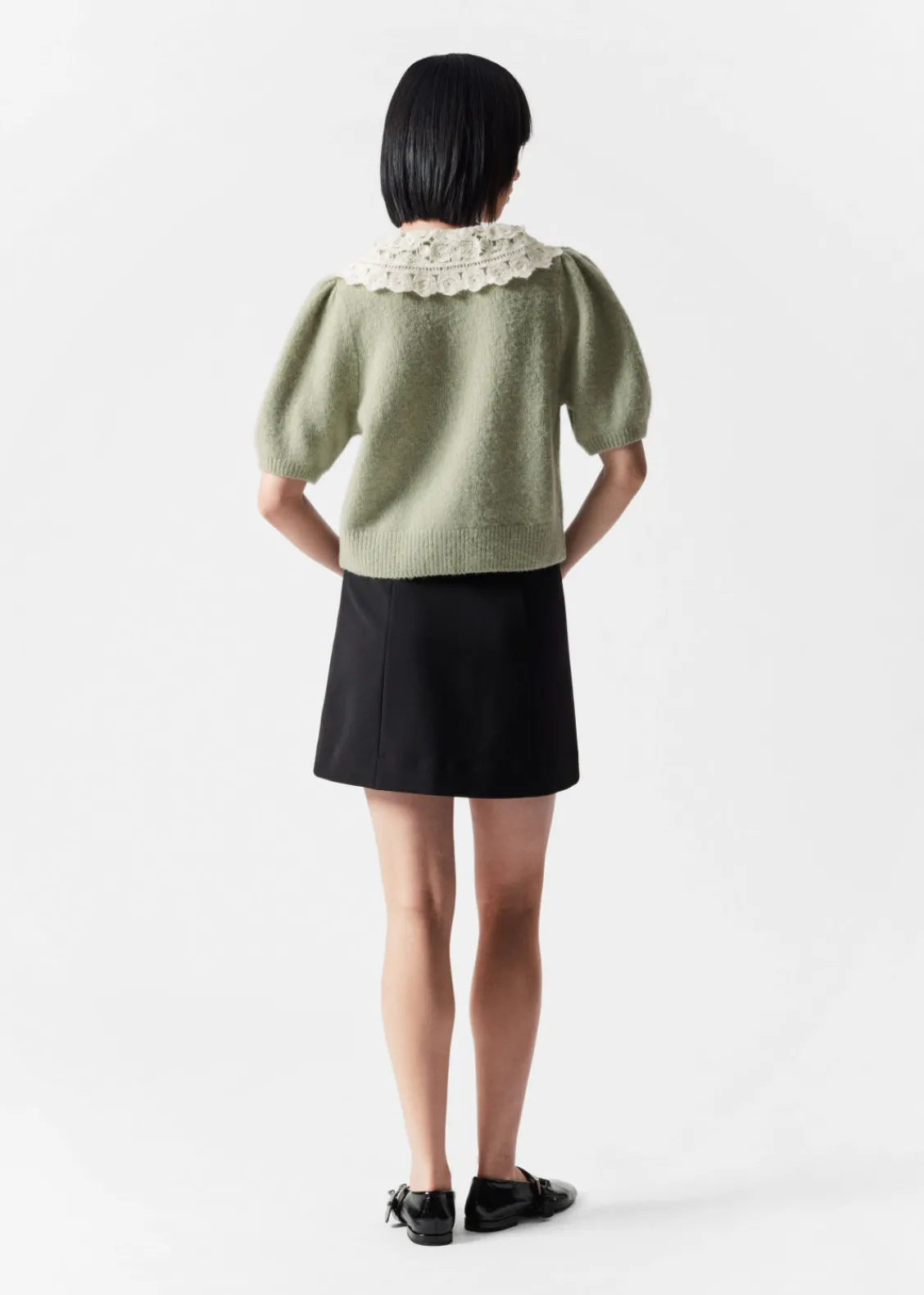 Hot & Other Stories Cardigan En Maille à Col Crocheté Kaki