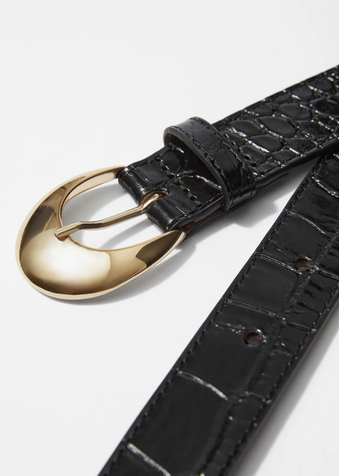 Online & Other Stories Ceinture Classique En Cuir Croco