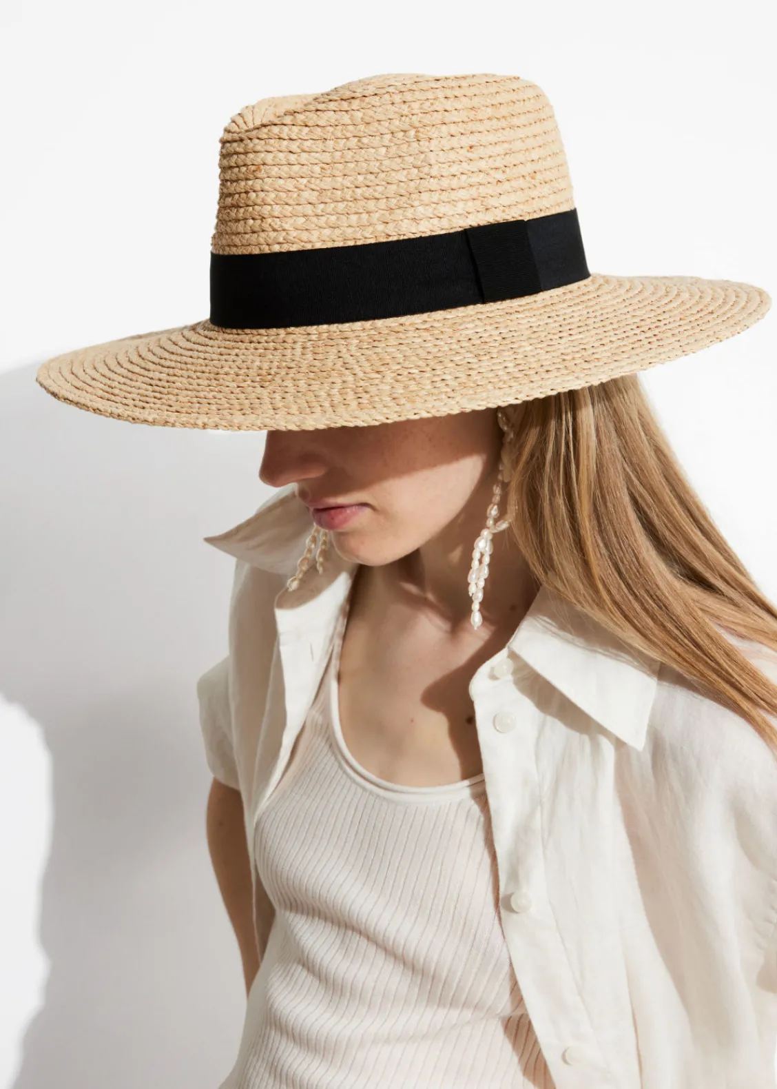Fashion & Other Stories Chapeau De Paille Bordé De Gros-grain