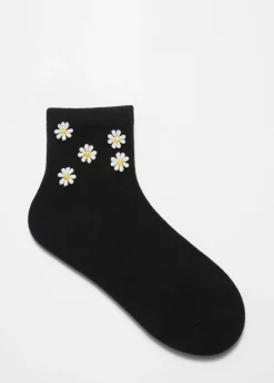 Online & Other Stories Chaussettes à Broderie Florale Noir