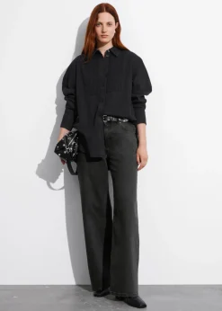 Sale & Other Stories Chemise En Jean Plissée Noir