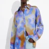Discount & Other Stories Chemise En Satin Imprimé Imprimé bleu