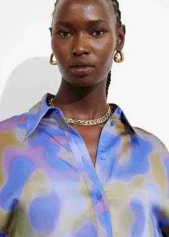 Discount & Other Stories Chemise En Satin Imprimé Imprimé bleu