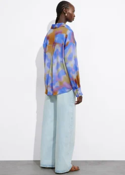 Discount & Other Stories Chemise En Satin Imprimé Imprimé bleu