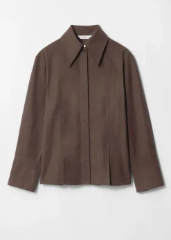 Clearance & Other Stories Chemise En Soie Mélangée Marron Clair