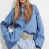 Clearance & Other Stories Chemise Oversize En Lin Bleu