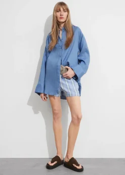 Clearance & Other Stories Chemise Oversize En Lin Bleu