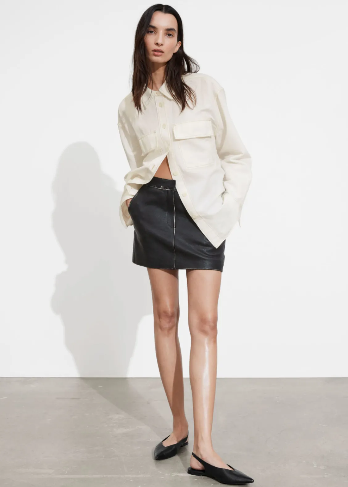 New & Other Stories Chemise Oversize Utilitaire Ivoire