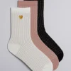 Sale & Other Stories Coffret Cadeau De 3 paires De Chaussettes Cœur Blanc/Rose/Noir