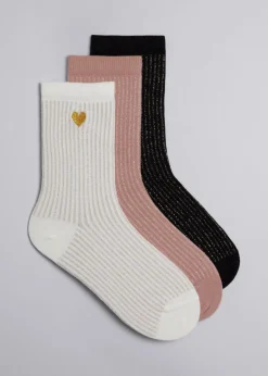 Sale & Other Stories Coffret Cadeau De 3 paires De Chaussettes Cœur Blanc/Rose/Noir