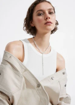 Discount & Other Stories Collier En Chaîne à Perles De Strass Argenté