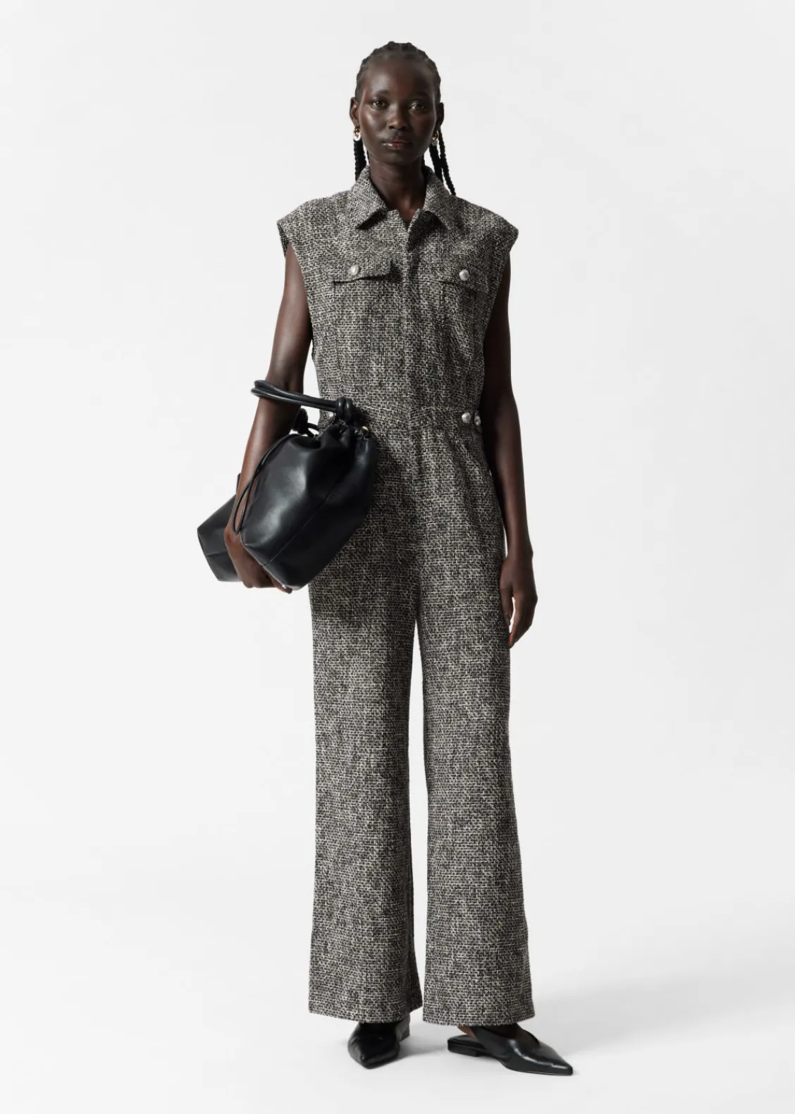 Fashion & Other Stories Combinaison Large Sans Manches En Tweed Tweed noir