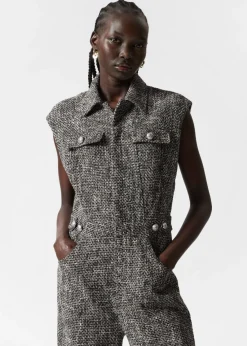 Fashion & Other Stories Combinaison Large Sans Manches En Tweed Tweed noir