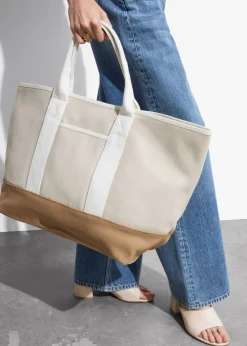 Discount & Other Stories Grand Sac Cabas En Toile Beige