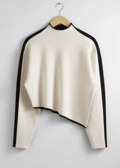 New & Other Stories Haut Asymétrique Bicolore Noir/Blanc
