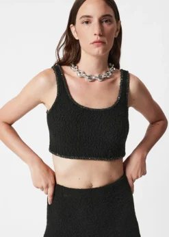 Fashion & Other Stories Haut Bralette Laine Bouclée à Bordures Pailletées Noir