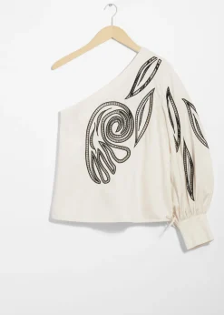Cheap & Other Stories Haut Brodé Asymétrique Blanc
