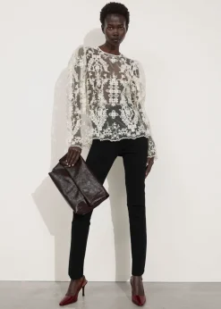 Cheap & Other Stories Haut En Dentelle à Manches Volumineuses Blanc