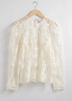 Cheap & Other Stories Haut En Dentelle à Manches Volumineuses Blanc