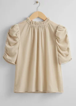 Flash Sale & Other Stories Haut En Velours Avec Manches Ballon Beige