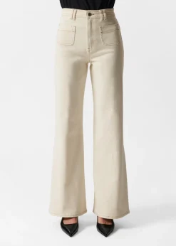 New & Other Stories Jeans Bootcut à Poches Plaquées Couleur crème