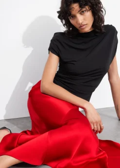 Store & Other Stories Jupe Midi Asymétrique En Satin Rouge