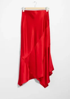Store & Other Stories Jupe Midi Asymétrique En Satin Rouge