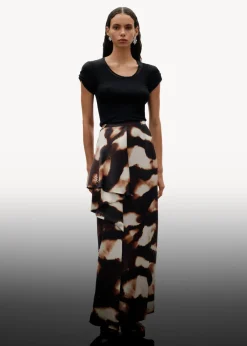 Store & Other Stories Jupe Midi Drapée En Satin Marron